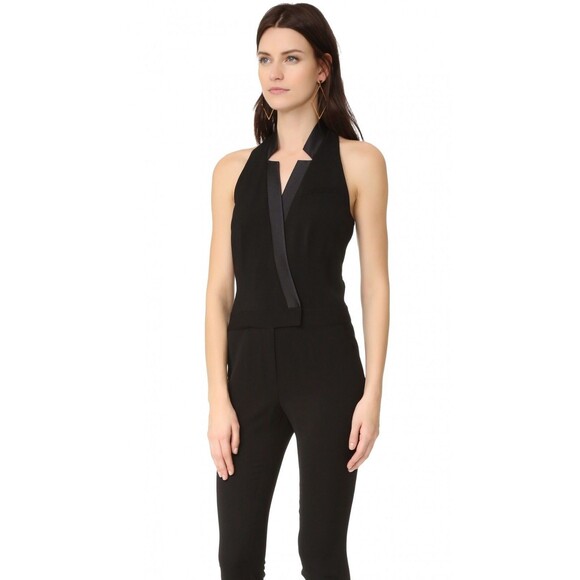 Veronica Beard Sz 2 Iggy Tuxedo Jumpsuit Sleeveless Black Party - Picture 3 of 6